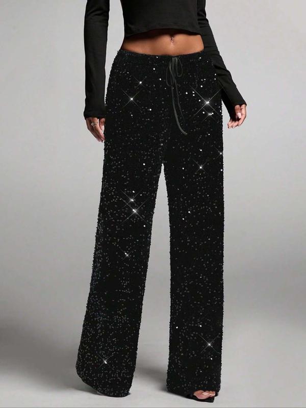 Glam Bow Waist Sequin Trousers