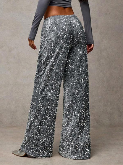 Glam Bow Waist Sequin Trousers