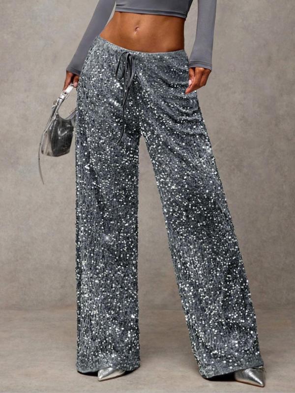 Glam Bow Waist Sequin Trousers