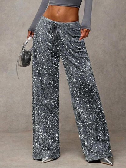 Glam Bow Waist Sequin Trousers