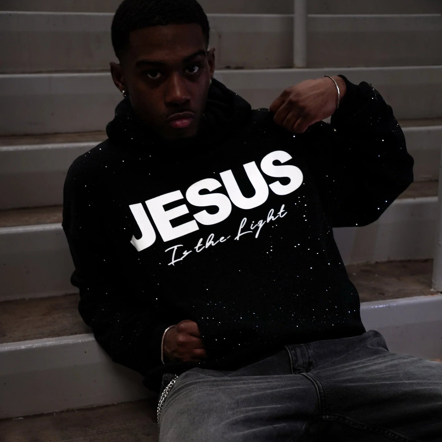 Jesus is The Light - Rhinestone Hoodie