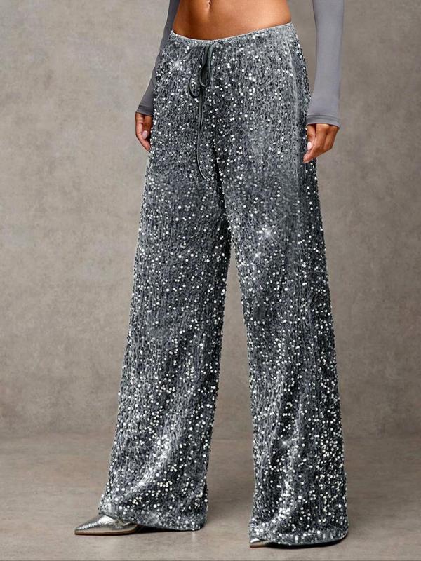 Glam Bow Waist Sequin Trousers