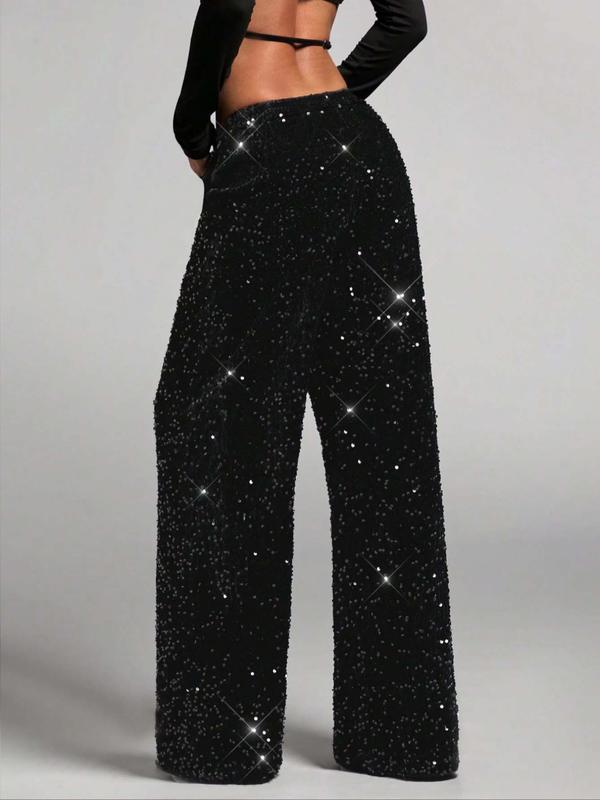 Glam Bow Waist Sequin Trousers