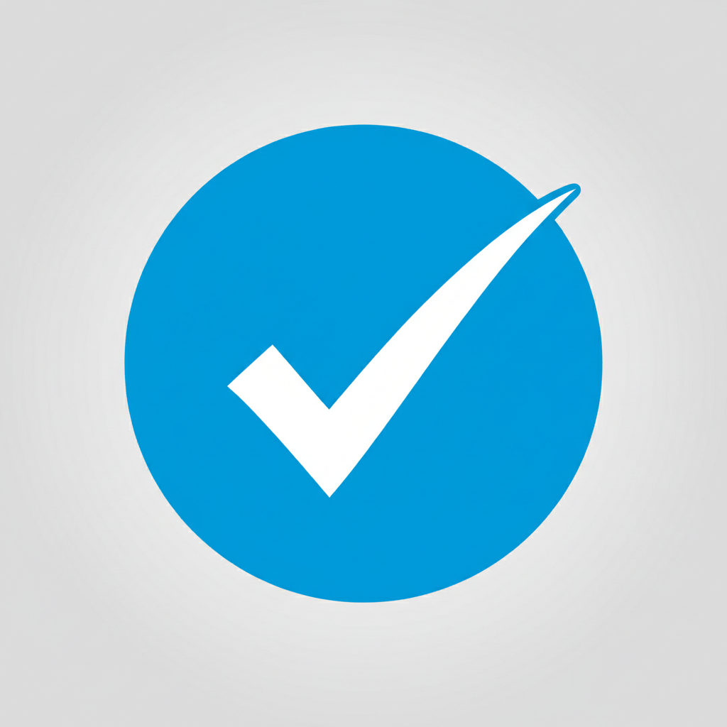 generate a a chekmark, the checkmark inside is white while the sorrounding is bright blue 